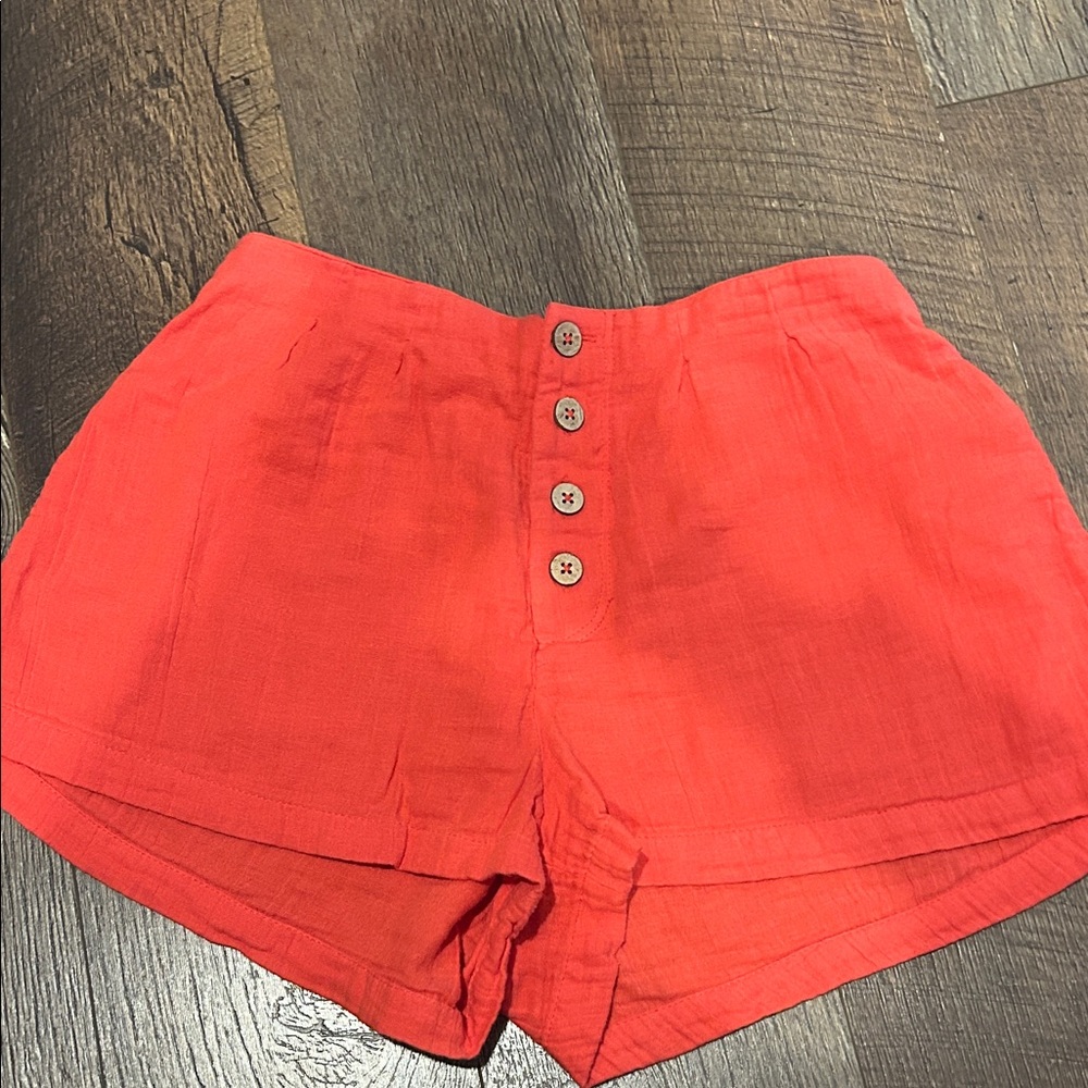 Roxy High Waist Red Button Shorts